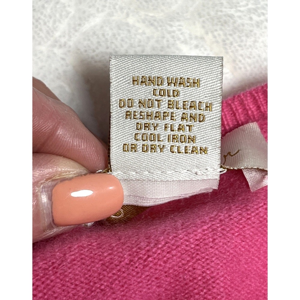 100% Pure Cashmere Cardigan Rhinestone Buttons Quiet Luxury Pink Women's Size M - Picture 9 of 9